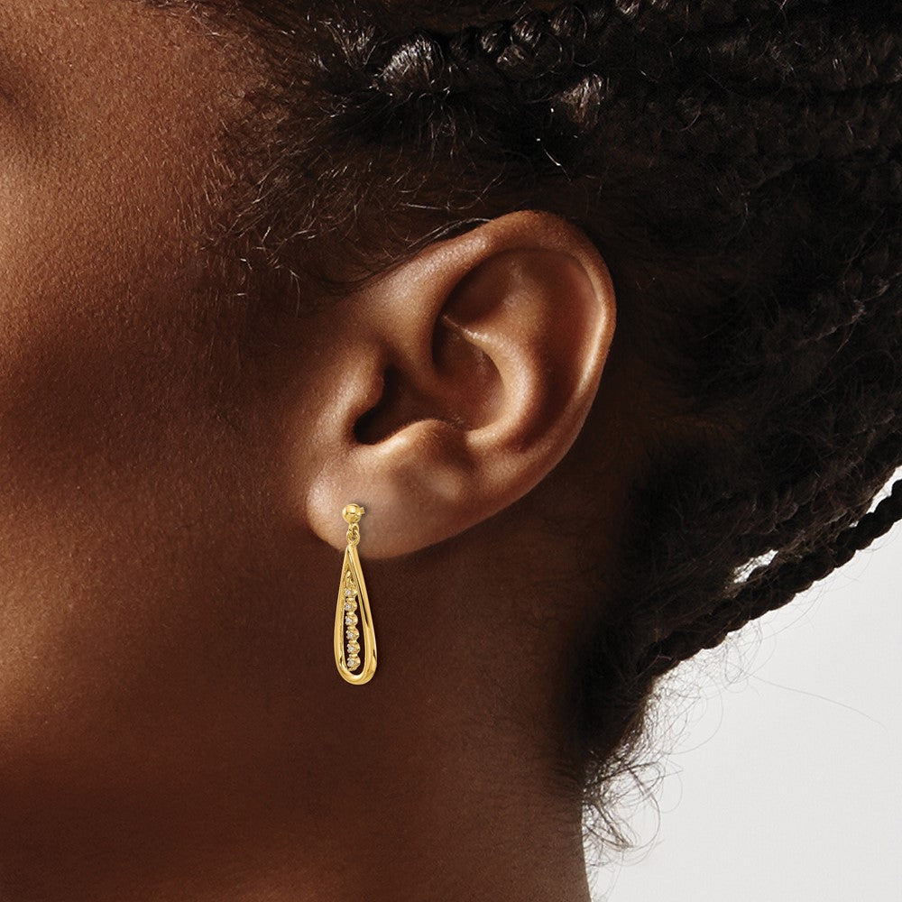 14K Gelbgold Echtdiamant-Tropfen-Ohrstecker
