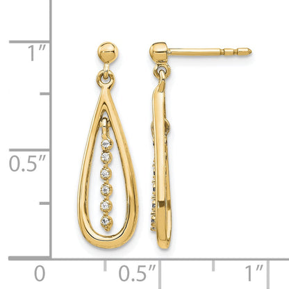 14K Gelbgold Echtdiamant-Tropfen-Ohrstecker