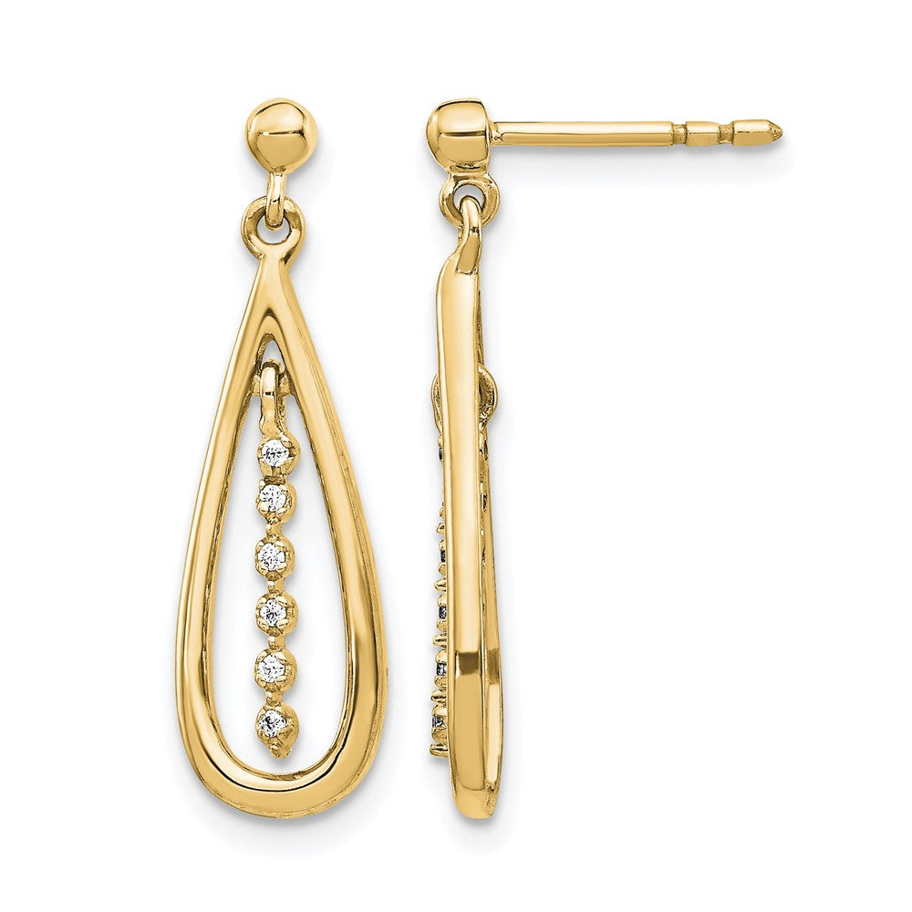 14K Gelbgold Echtdiamant-Tropfen-Ohrstecker