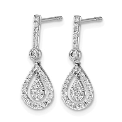14K Weißgold Diamant-Ohrhänger mit Fantasie-Tropfenform und Steckverschluss, echte Diamanten