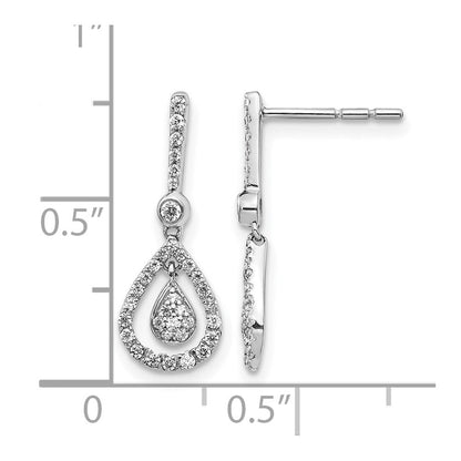 14K Weißgold Diamant-Ohrhänger mit Fantasie-Tropfenform und Steckverschluss, echte Diamanten