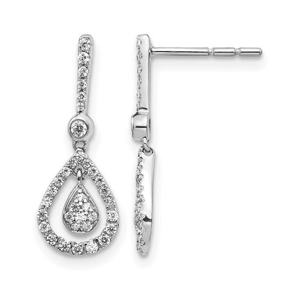 14K Weißgold Diamant-Ohrhänger mit Fantasie-Tropfenform und Steckverschluss, echte Diamanten