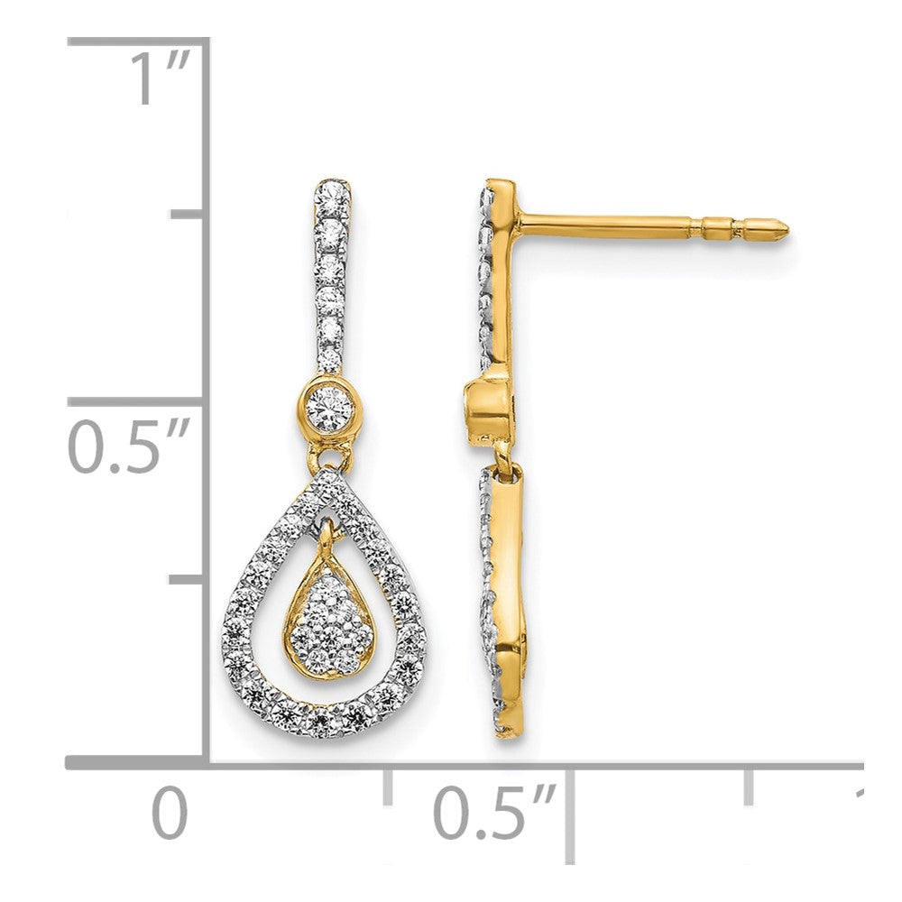 14K Gelbgold Ohrhänger mit echten Diamanten in ausgefallener Tropfenform mit Steckverschluss