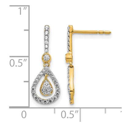 14K Gelbgold Ohrhänger mit echten Diamanten in ausgefallener Tropfenform mit Steckverschluss