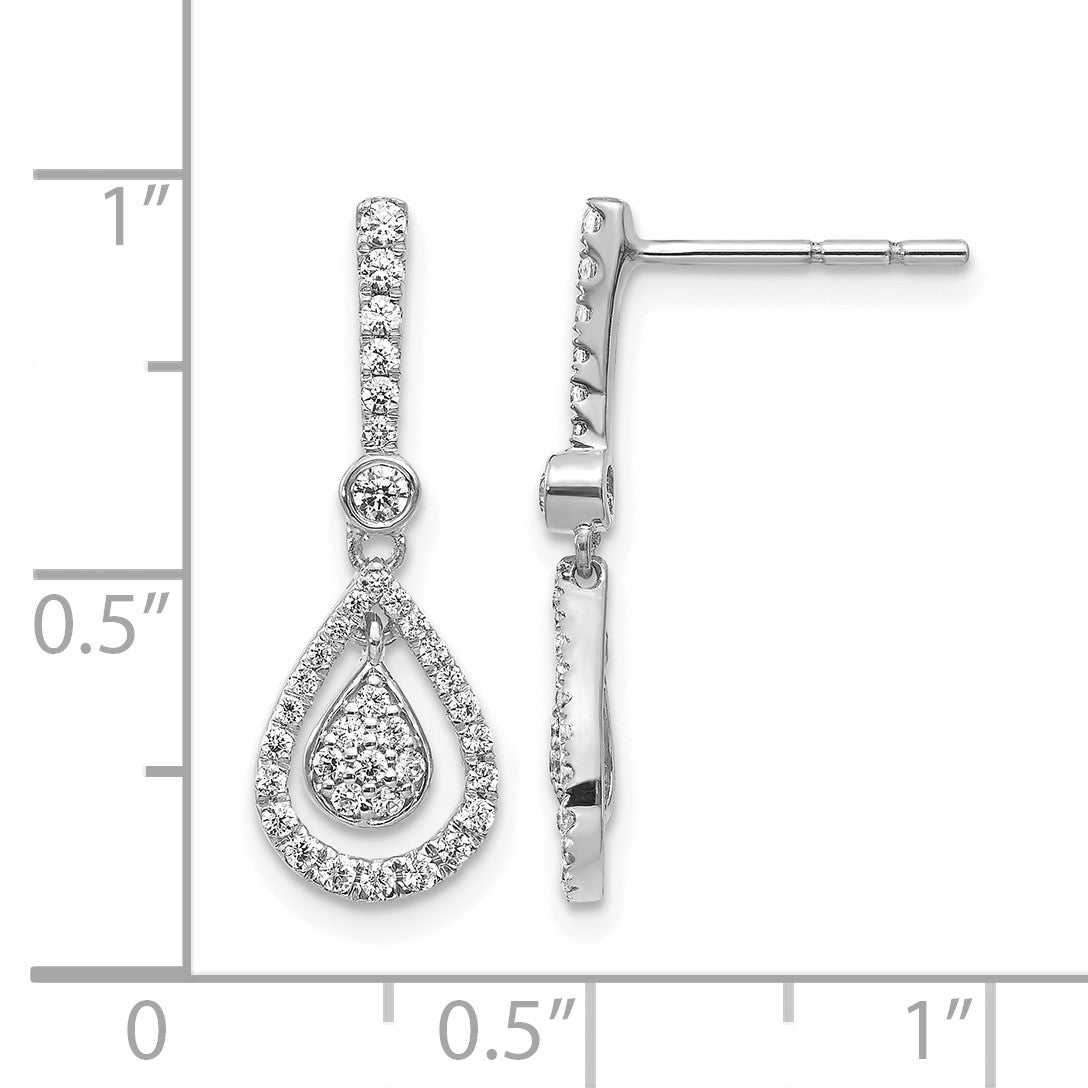 14K Weißgold Diamant-Ohrhänger, Tropfen-Design, mit Steckverschluss