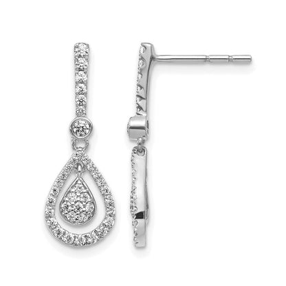 14K Weißgold Diamant-Ohrhänger, Tropfen-Design, mit Steckverschluss