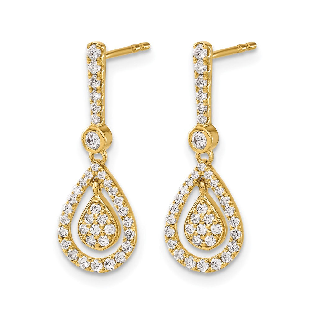 14K Gelbgold Ohrhänger mit echten Diamanten, Tropfenform, mit Stecker