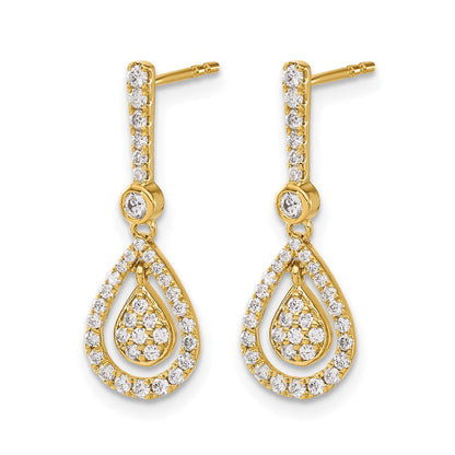 14K Gelbgold Ohrhänger mit echten Diamanten, Tropfenform, mit Stecker