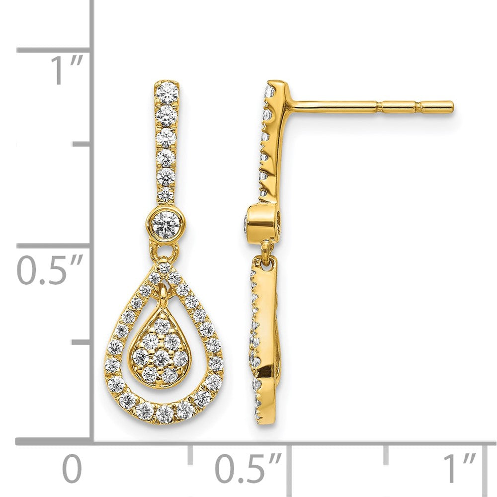 14K Gelbgold Ohrhänger mit echten Diamanten, Tropfenform, mit Stecker