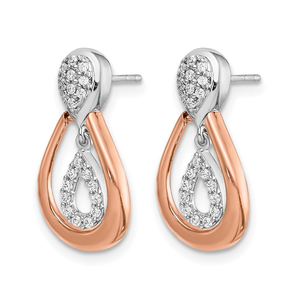 14K Bicolor Diamant-Ohrhänger mit Steckverschluss, Labor gezüchtete Diamanten, VS/SI, FGH