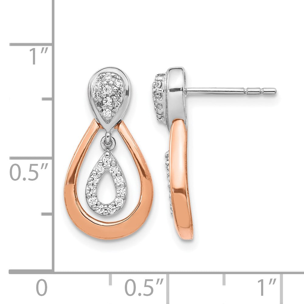 14K Gelbgold Weiß- und Roségold Ohrhänger mit echten Diamanten und Stecker
