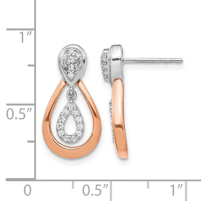 14K Gelbgold Weiß- und Roségold Ohrhänger mit echten Diamanten und Stecker