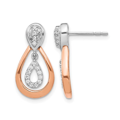 14K Gelbgold Weiß- und Roségold Ohrhänger mit echten Diamanten und Stecker