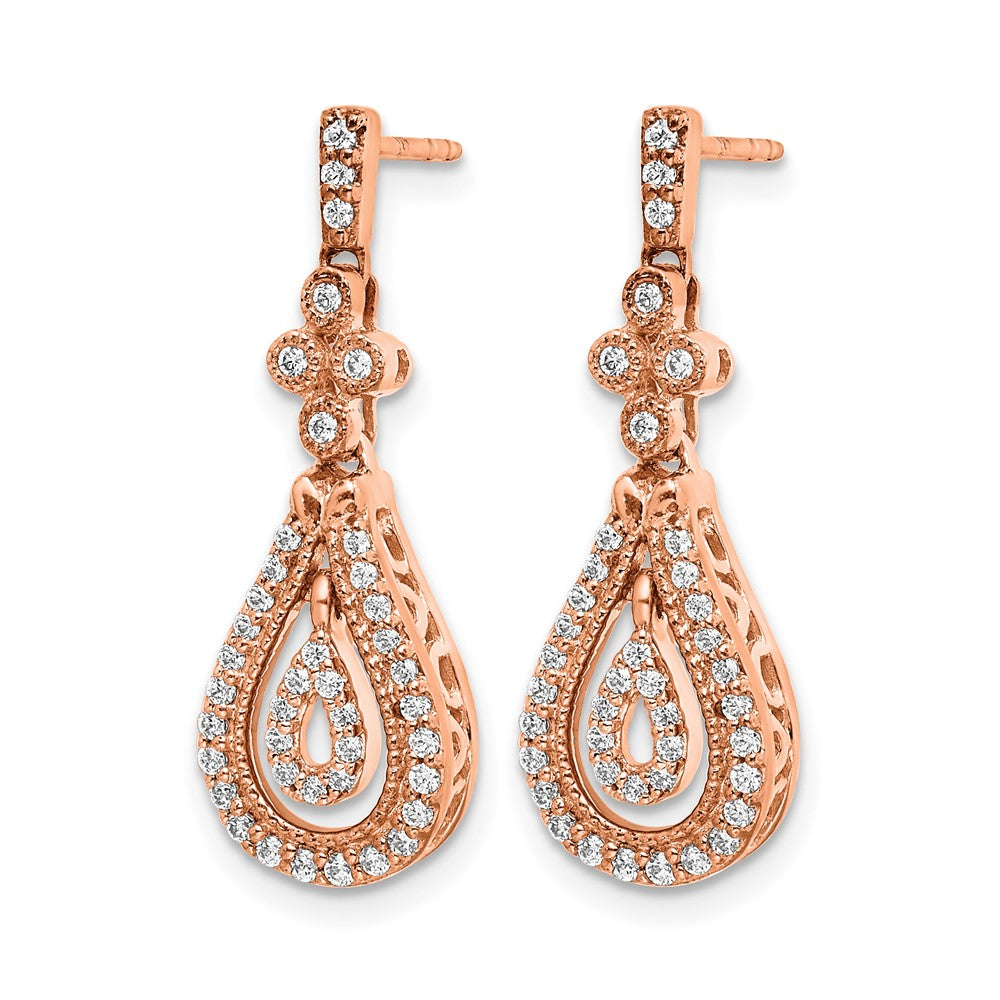 14K Roségold Laborgezüchtete Diamant-Ohrhänger, VS/SI+, G+, mit Ohrstecker-Verschluss