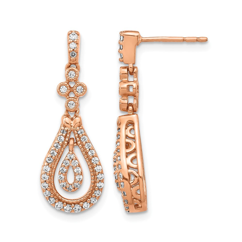 14K Roségold Laborgezüchtete Diamant-Ohrhänger, VS/SI+, G+, mit Ohrstecker-Verschluss