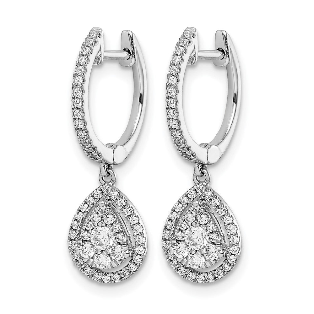 14K Weißgold Halo-Creolen mit Klappscharnier, 0,5 ct. laborgezüchteten Diamanten, VS/SI+ G+