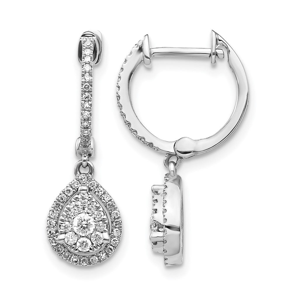 14K Weißgold Halo-Creolen mit Klappscharnier, 0,5 ct. laborgezüchteten Diamanten, VS/SI+ G+