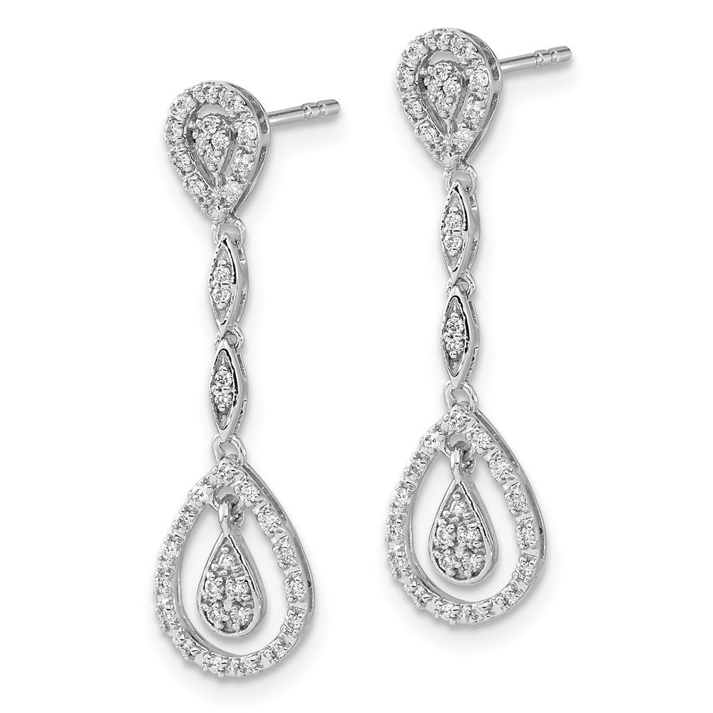 14K Weißgold Tropfen-Ohrhänger mit echten Diamanten