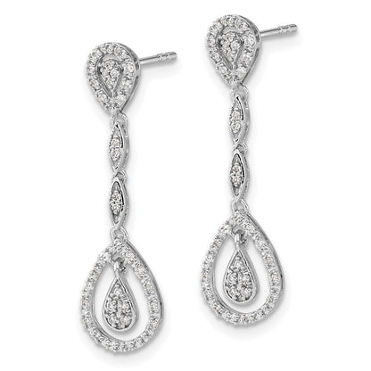 14K Weißgold Tropfen-Ohrhänger mit echten Diamanten