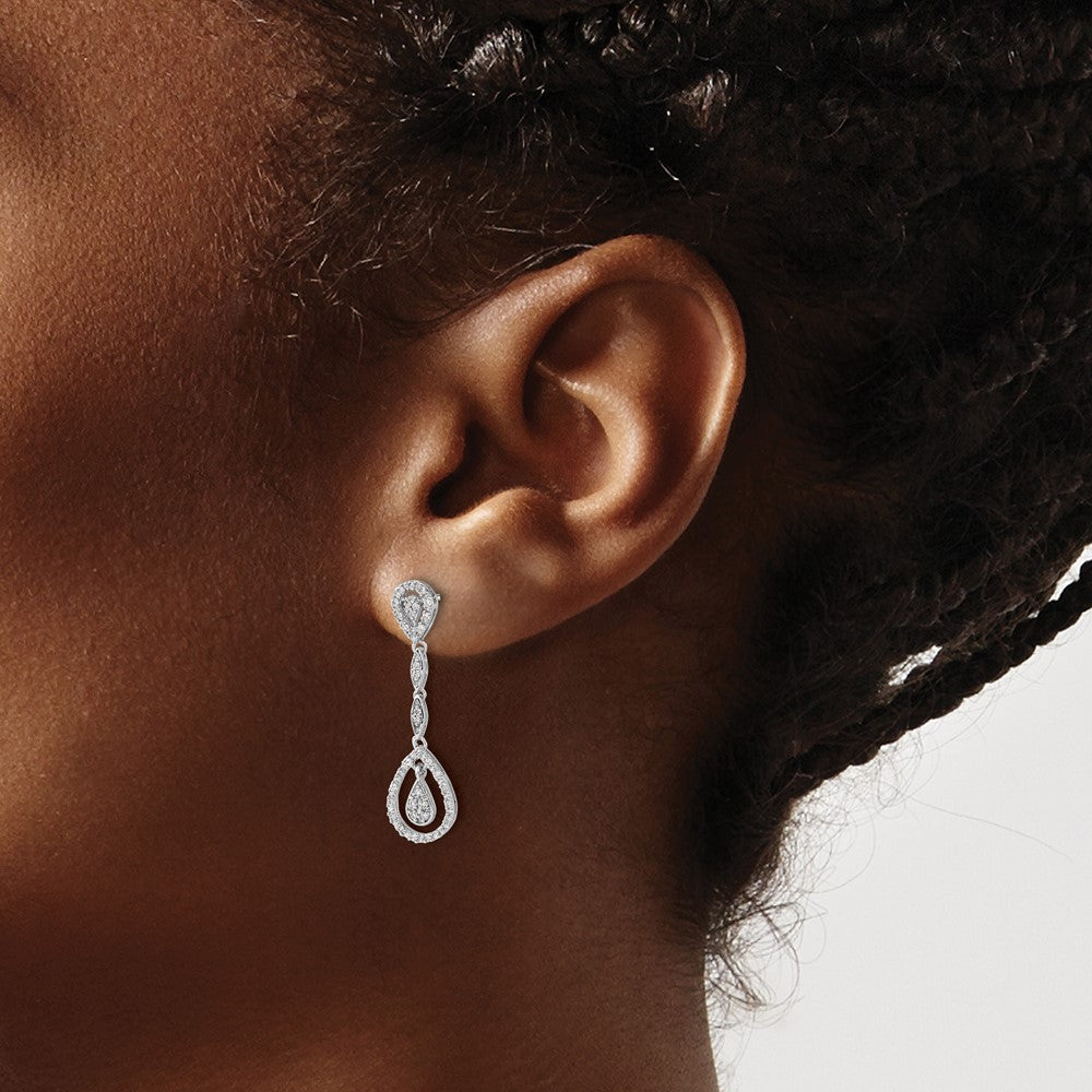 14K Weißgold Tropfen-Ohrhänger mit echten Diamanten