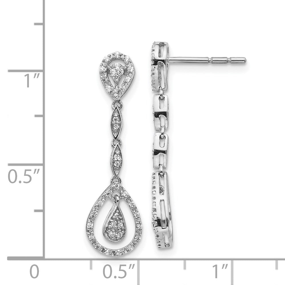 14K Weißgold Tropfen-Ohrhänger mit echten Diamanten