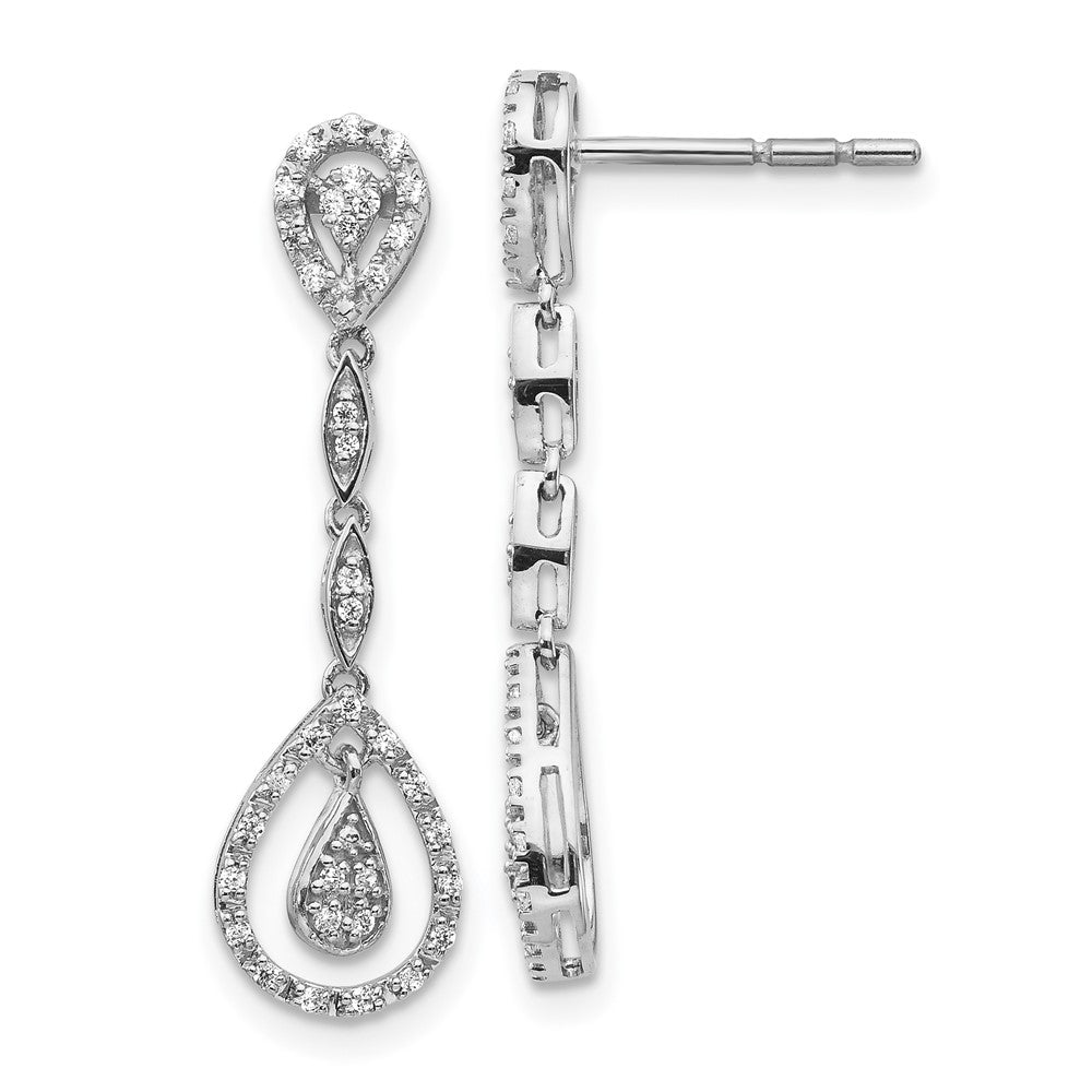 14K Weißgold Tropfen-Ohrhänger mit echten Diamanten