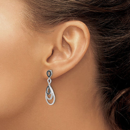 14K Weißgold Ohrstecker mit schwarzen und weißen echten Diamanten