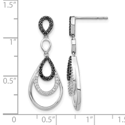 14K Weißgold Ohrstecker mit schwarzen und weißen echten Diamanten
