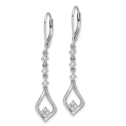 14K Weißgold Diamant-Ohrhänger mit Leverback-Verschluss (echte Diamanten)