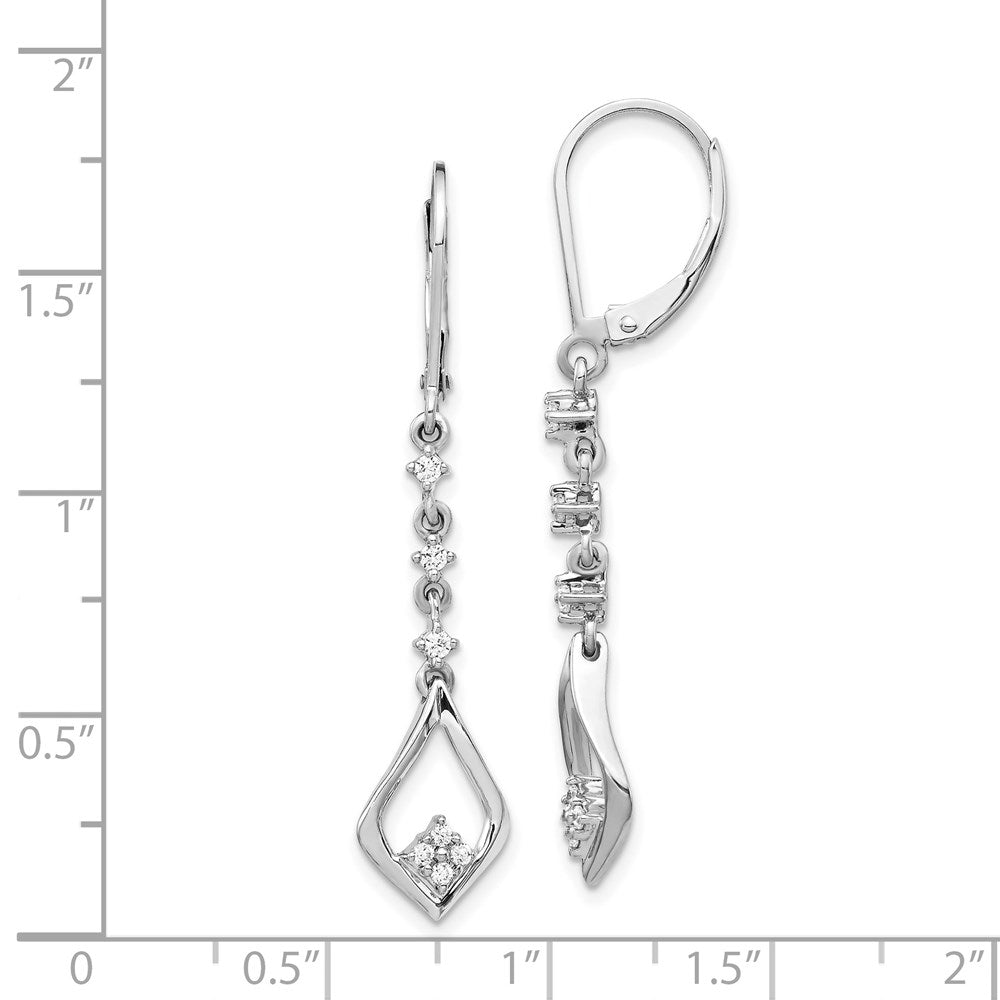14K Weißgold Diamant-Ohrhänger mit Leverback-Verschluss (echte Diamanten)