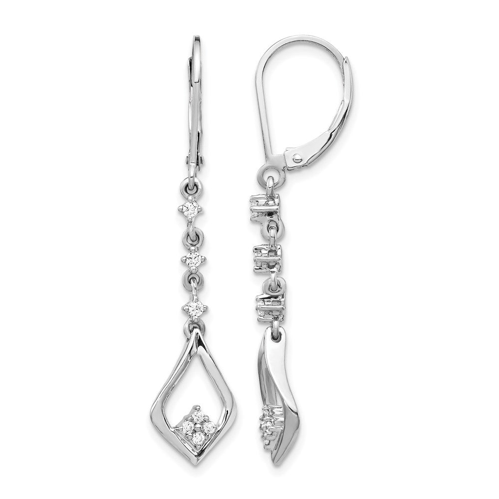14K Weißgold Ohrhänger mit Leverback-Verschluss, Labordiamant 0,2 ct., VS/SI+ G+