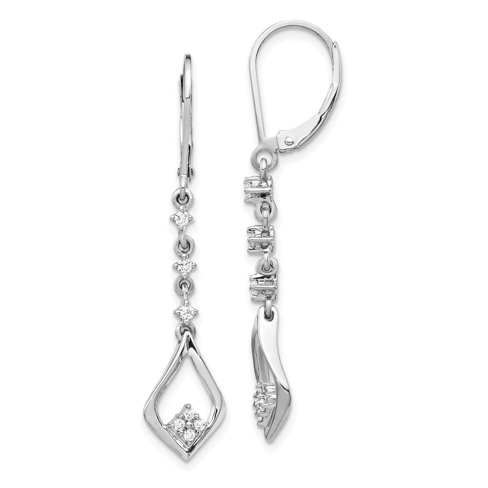 14K Weißgold Diamant-Ohrhänger mit Leverback-Verschluss (echte Diamanten)
