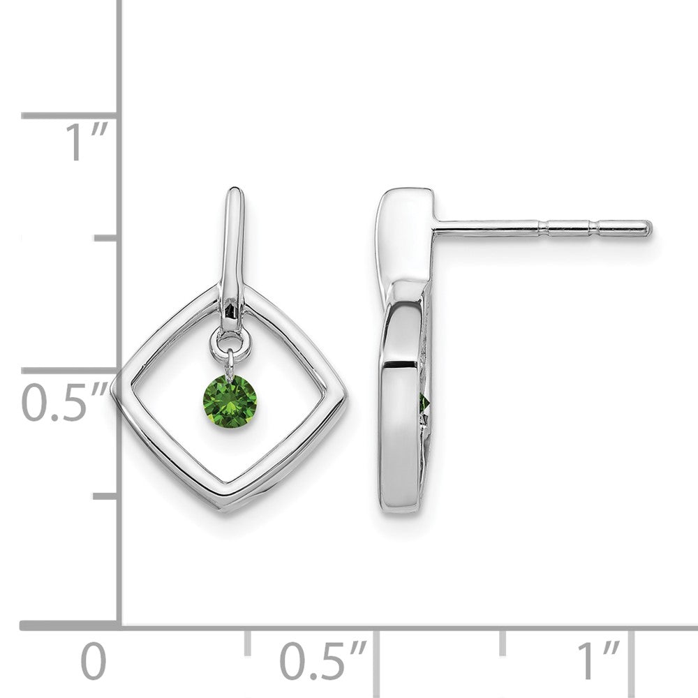 14K Weißgold Ohrringe mit echten grünen Diamanten