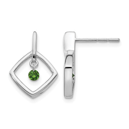 14K Weißgold Ohrringe mit echten grünen Diamanten