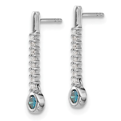 14K Weißgold Ohrringe mit blauen/weißen echten Diamanten