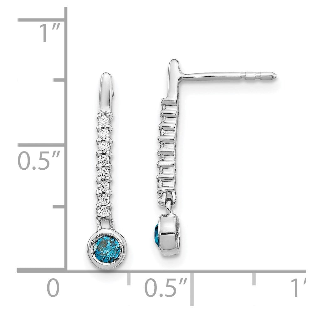 14K Weißgold Ohrringe mit blauen/weißen echten Diamanten