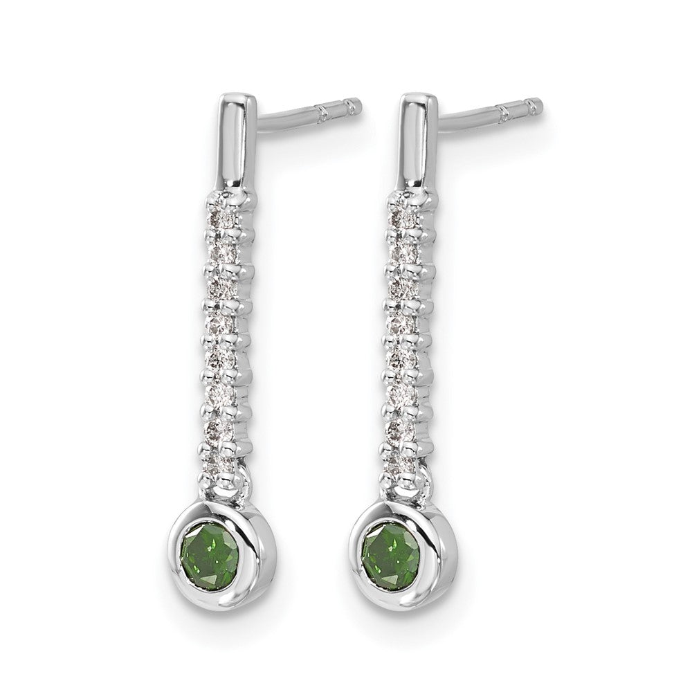 14K Weißgold Ohrringe mit grünen/weißen echten Diamanten