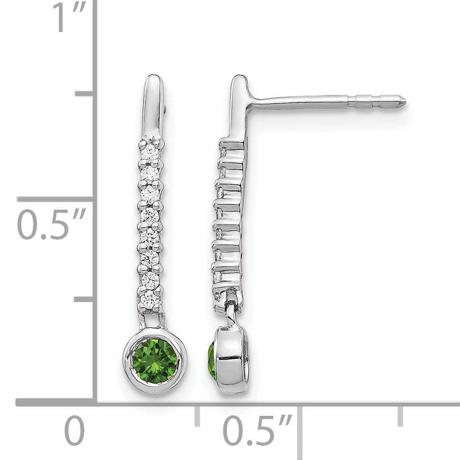14K Weißgold Ohrringe mit grünen/weißen echten Diamanten
