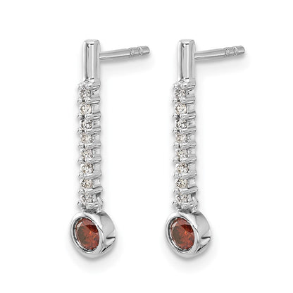 14K Weißgold Rot/Weiß Echte Diamant-Ohrringe