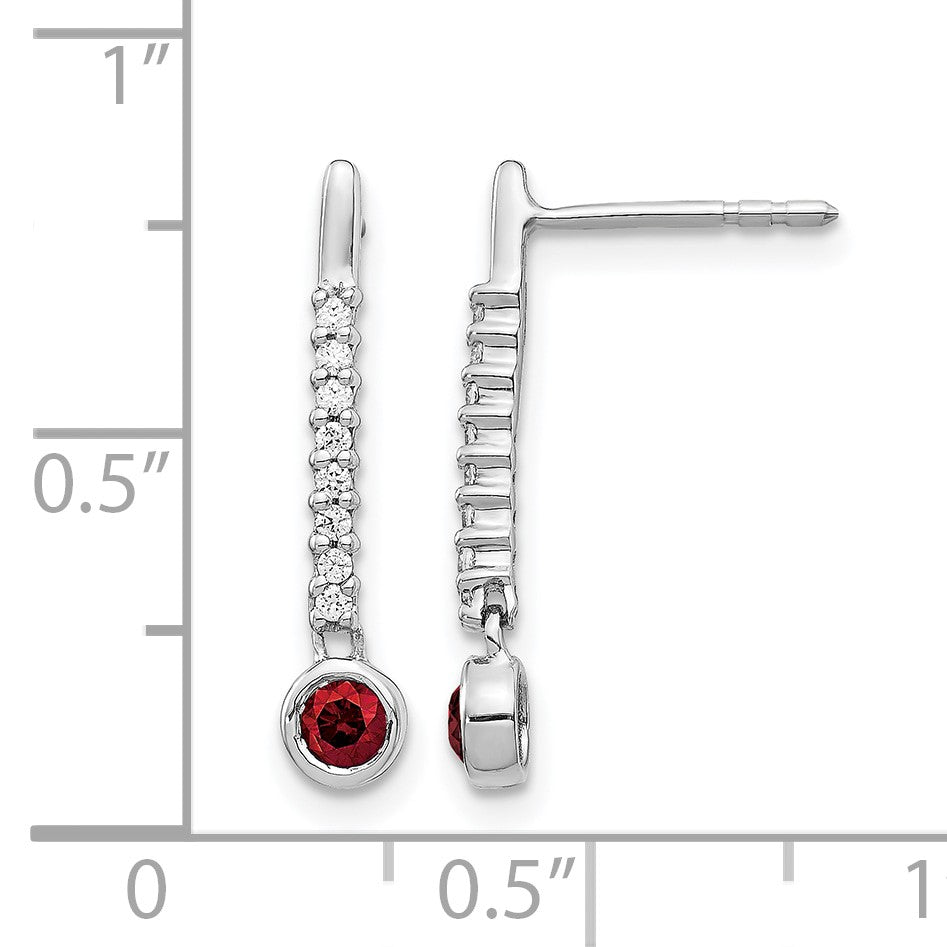 14K Weißgold Rot/Weiß Echte Diamant-Ohrringe