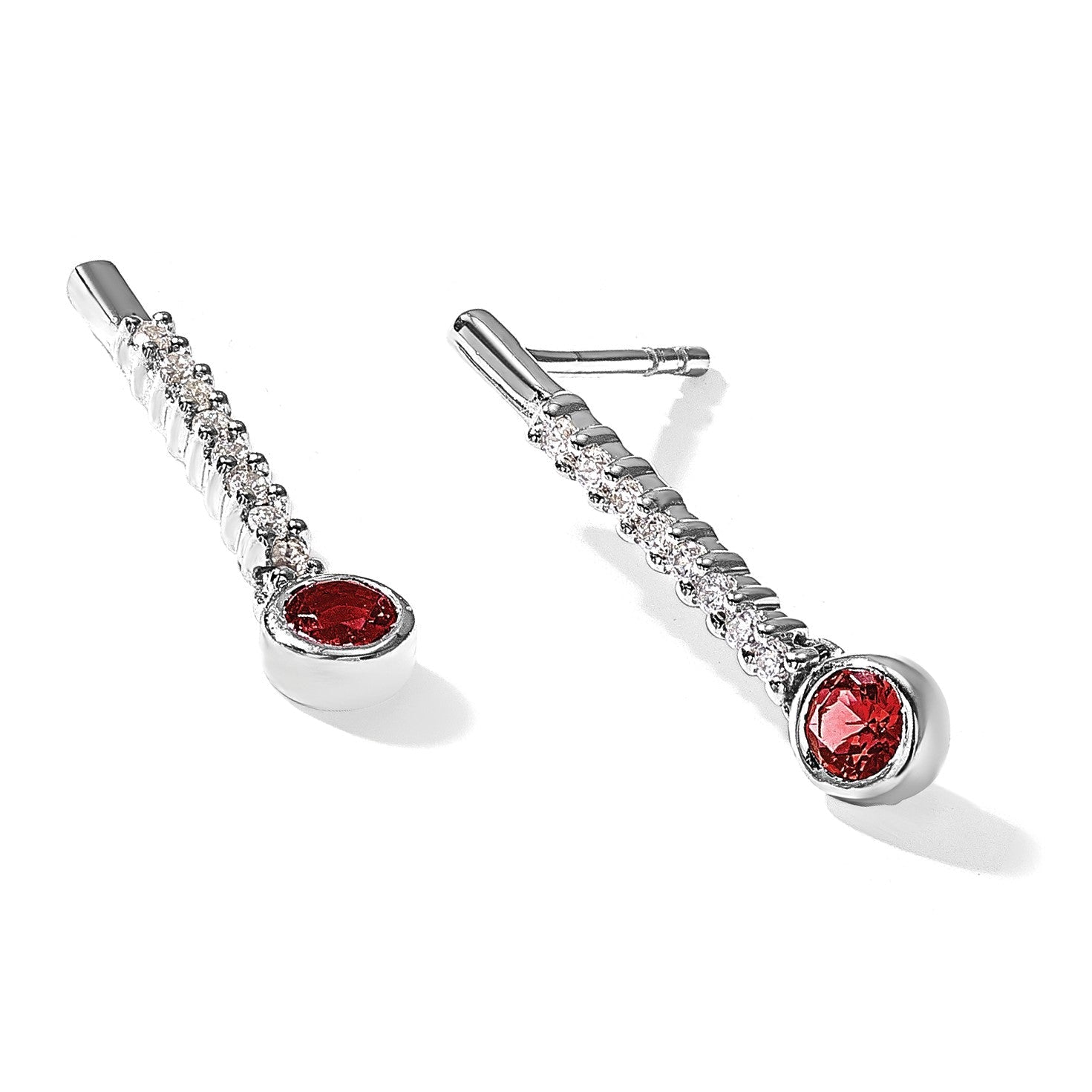 14K Weißgold Rot/Weiß Echte Diamant-Ohrringe