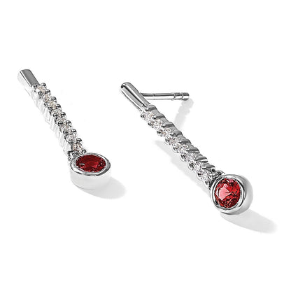 14K Weißgold Rot/Weiß Echte Diamant-Ohrringe