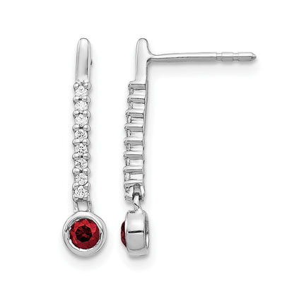 14K Weißgold Rot/Weiß Echte Diamant-Ohrringe