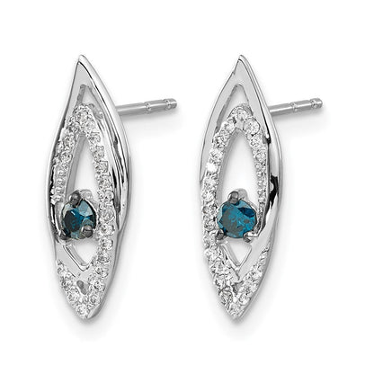 14K Weißgold Ohrringe mit blauen/weißen echten Diamanten