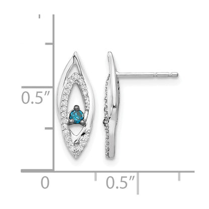 14K Weißgold Ohrringe mit blauen/weißen echten Diamanten