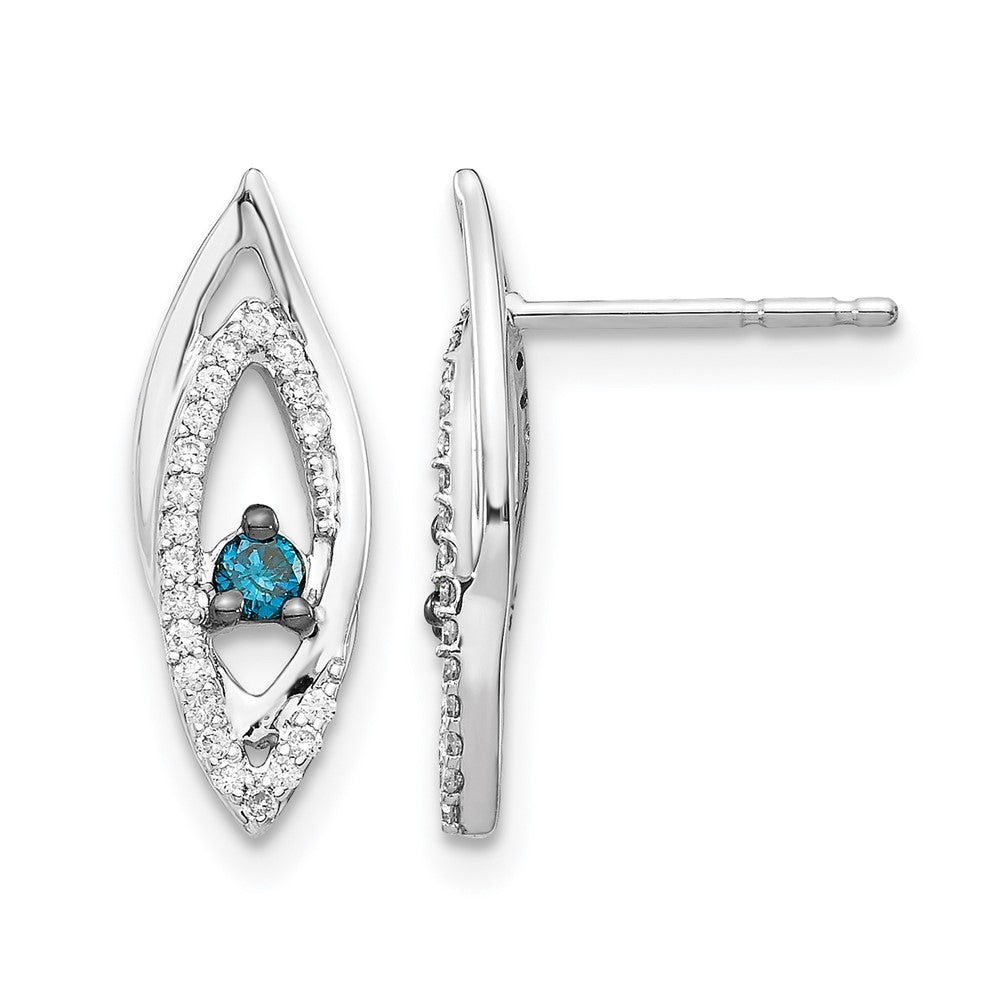 14K Weißgold Ohrringe mit blauen/weißen echten Diamanten