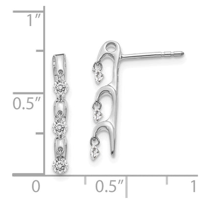 14K Weißgold Ohrringe mit echten Diamanten