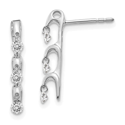 14K Weißgold Ohrringe mit echten Diamanten
