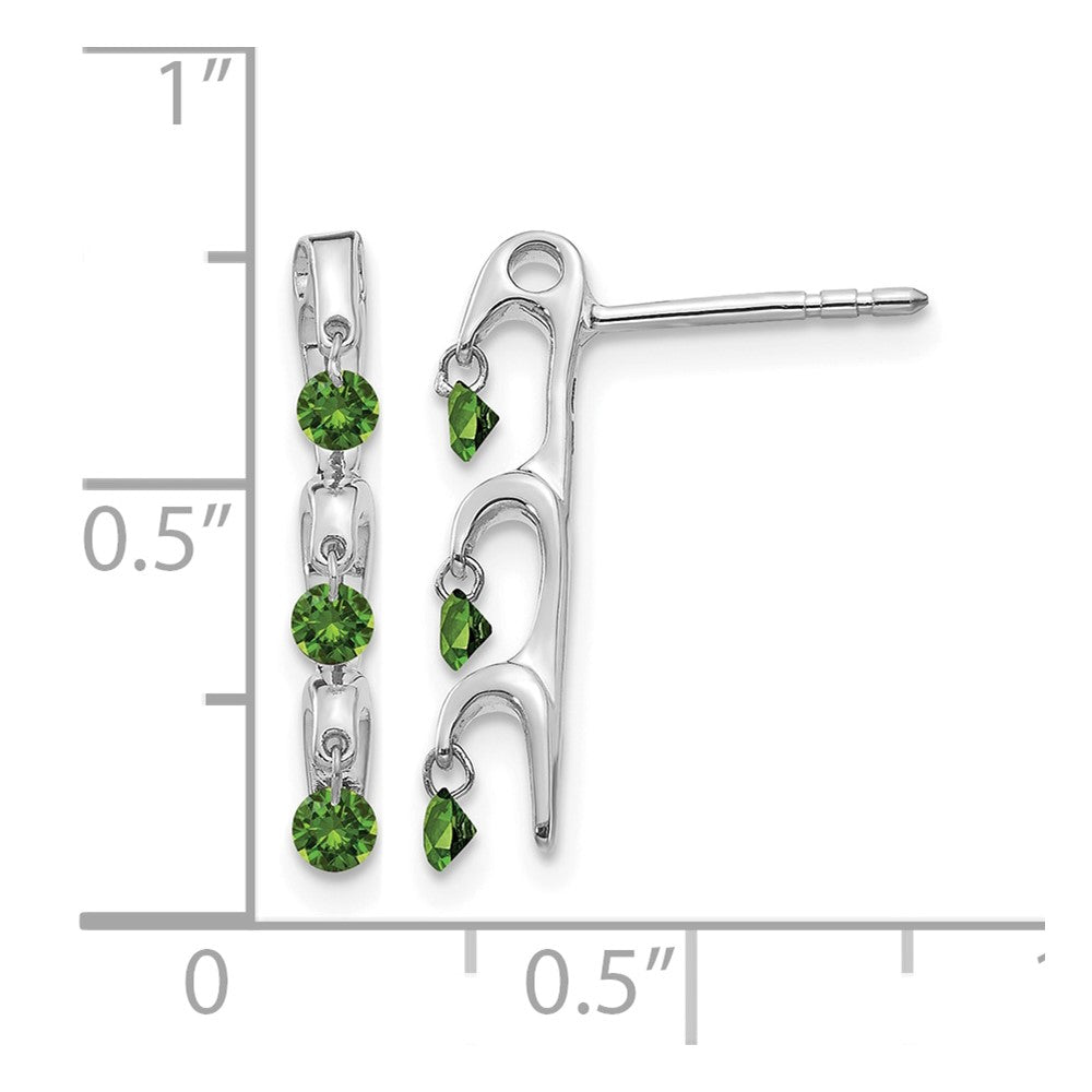 14K Weißgold Ohrringe mit grünen echten Diamanten