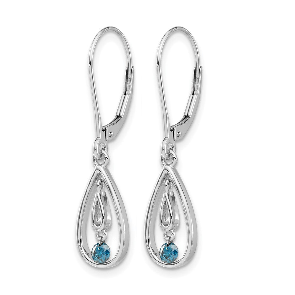 14K Weißgold Blau Diamant Ohrhänger mit Brisur
